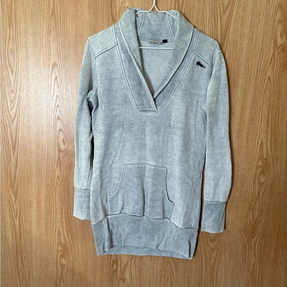 Kavu Gray Deep V-Neck Sweatshirt Soft Brushed Extra Long - Picture 2 of 6